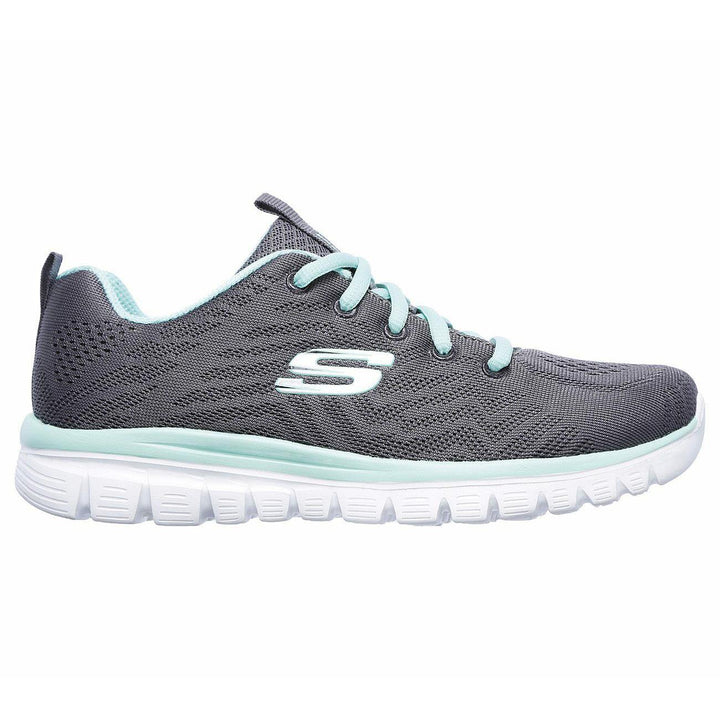Womens Wide Fit Skechers 12615 Walking Trainers in Charcoal/Green - Image 1