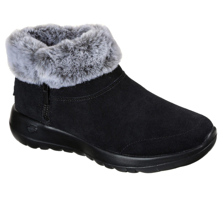 Womens Wide Fit Skechers 144003W Go Walk Goga Mat Boots in Black/Grey - Image 1