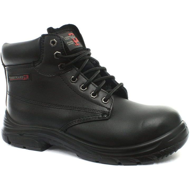 Mens Wide Fit Grafters M9503A Steel Toe Cap Boots in Black - Image 1
