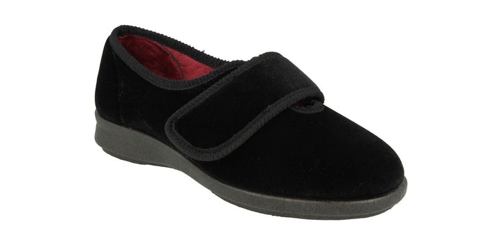 Womens Wide Fit DB Nellie Slippers in Black Stretch - Image 1