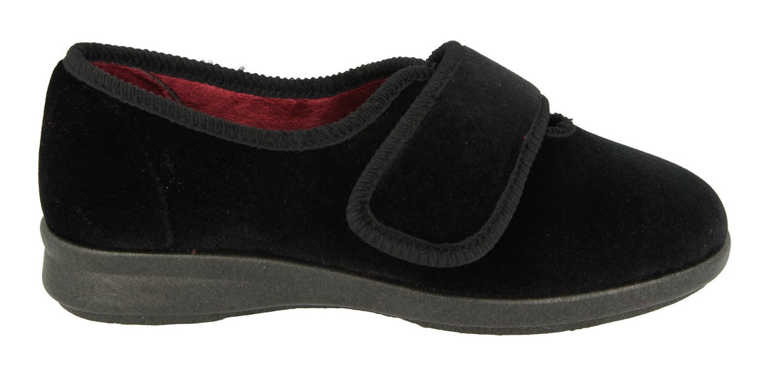 Womens Wide Fit DB Nellie Slippers in Black Stretch - Image 2