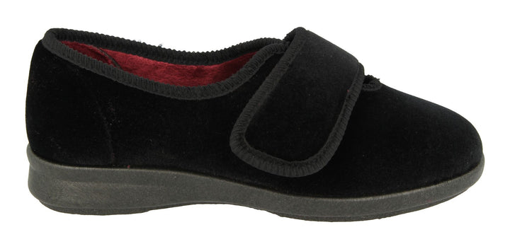 Womens Wide Fit DB Nellie Slippers in Black Stretch - Image 1