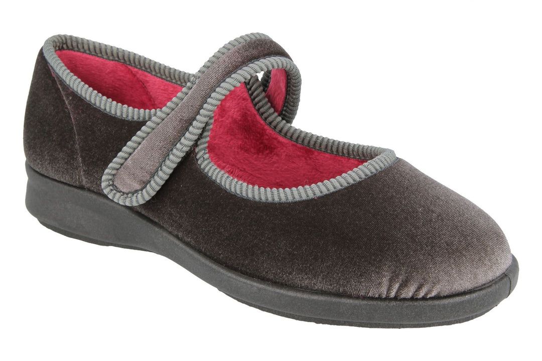 Womens Wide Fit DB Whitby Slippers in Black - Image 15