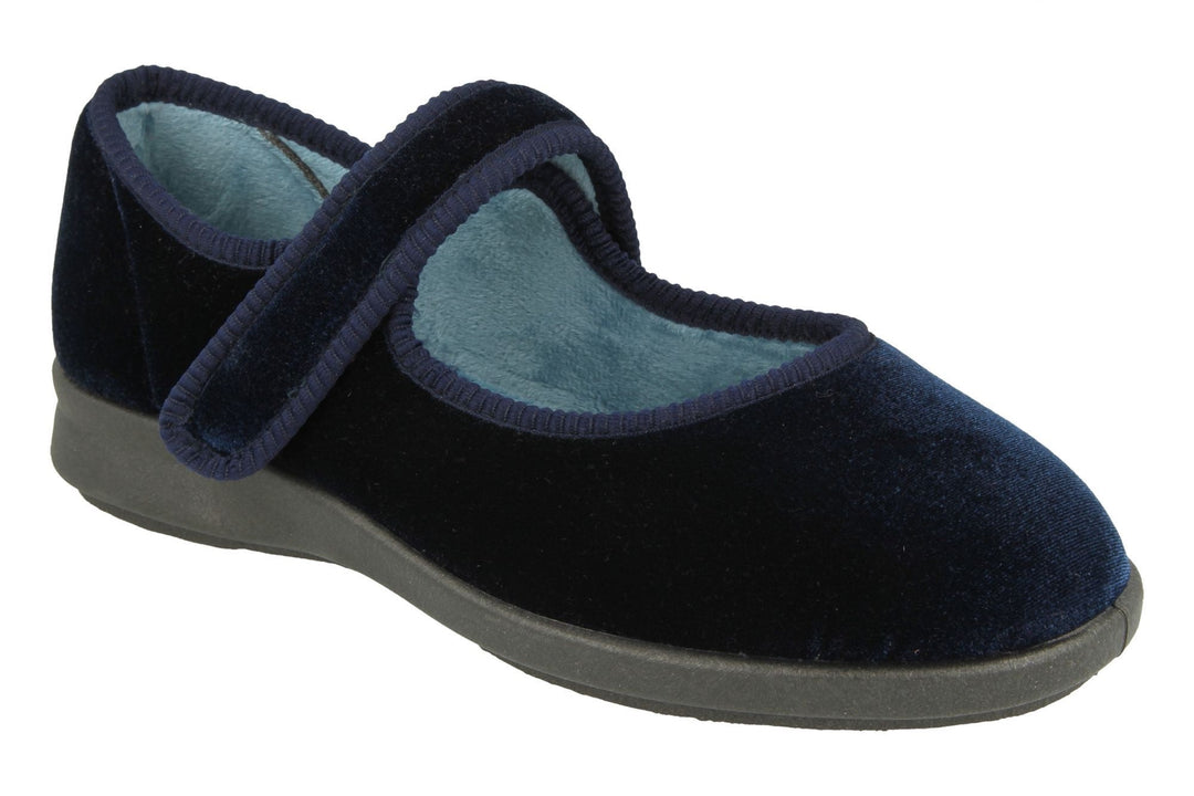 Womens Wide Fit DB Whitby Slippers in Black - Image 7