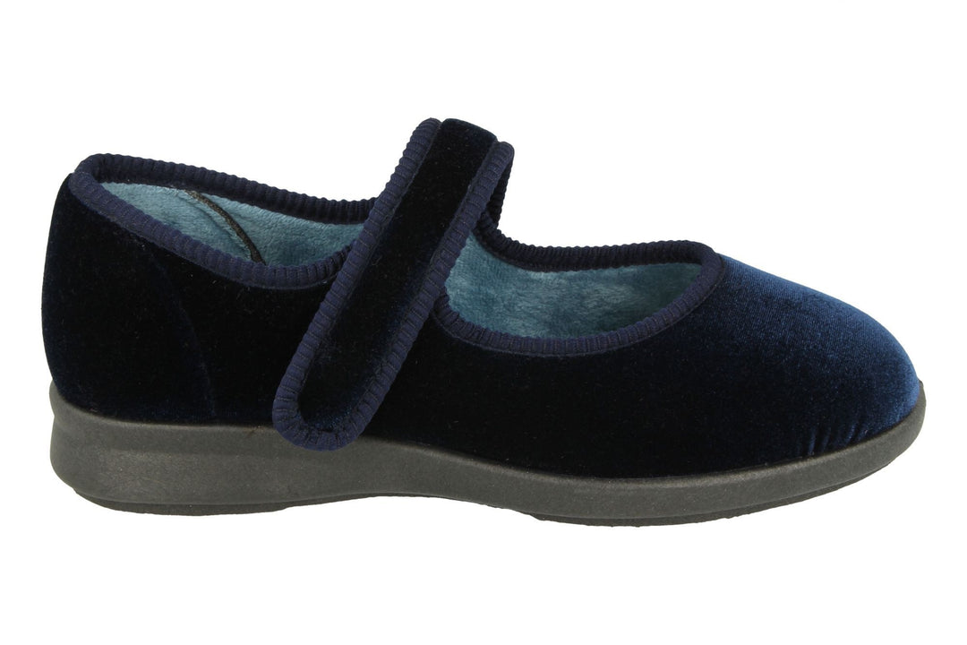 Womens Wide Fit DB Whitby Slippers in Black - Image 6