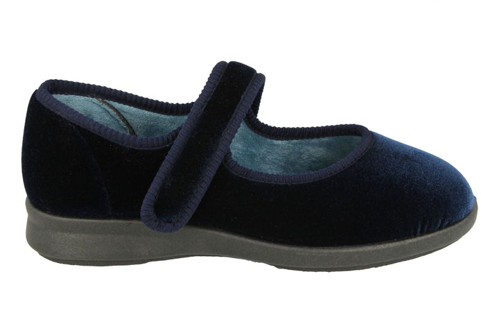 Womens Wide Fit DB Whitby Slippers in Black - Image 1