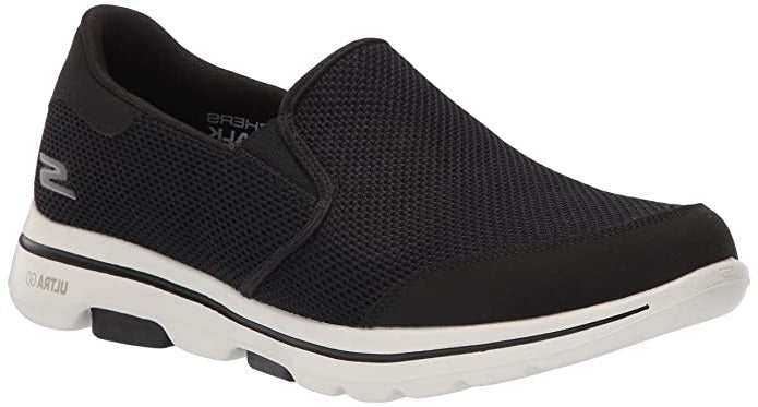 Mens Wide Fit Skechers Go Walk 5 Apprize 55510 Walking Trainers in Black/White - Image 1