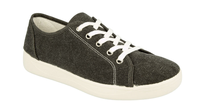 Womens Wide Fit DB Yoko Canvas in Washed Black - Image 1