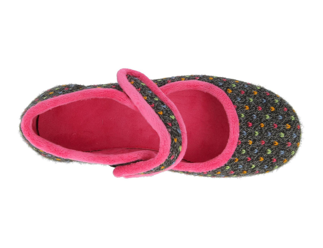 Womens Wide Fit DB Pitsford Slippers in Black / Fuschia - Image 5