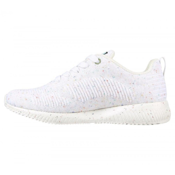 Womens Wide Fit Skechers Bobs Squad Reclaim Life 117282 Walking Trainers in White - Image 1