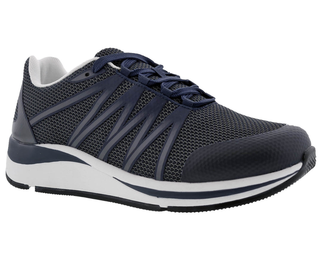 Mens Wide Fit Drew Player Trainers in Navy/Mesh Combo - Image 3
