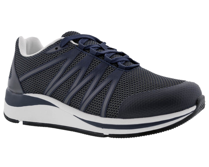 Mens Wide Fit Drew Player Trainers in Navy/Mesh Combo - Image 1