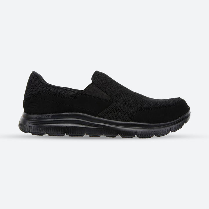 Mens Wide Fit Skechers Work Flex Advantage 77048 McAllen Slip On Walking Trainers in Black - Image 1