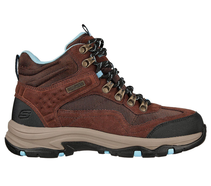 Women's Wide Fit Skechers 167008 Trego Base Camp Waterproof Outdoor Hiking Boots in Chocolate - Image 1