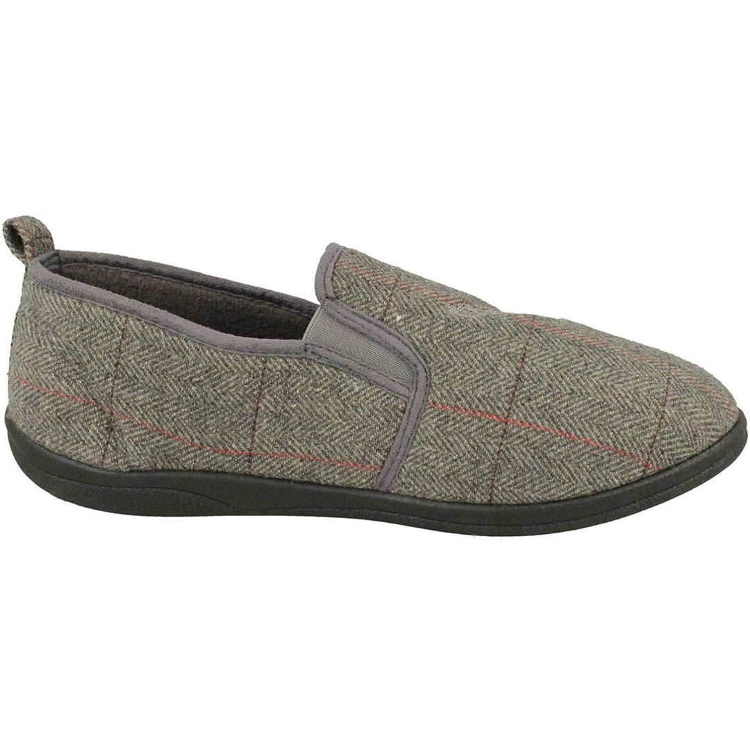 Mens Wide Fit Padders Huntsman Slippers in Grey Combi - Image 3