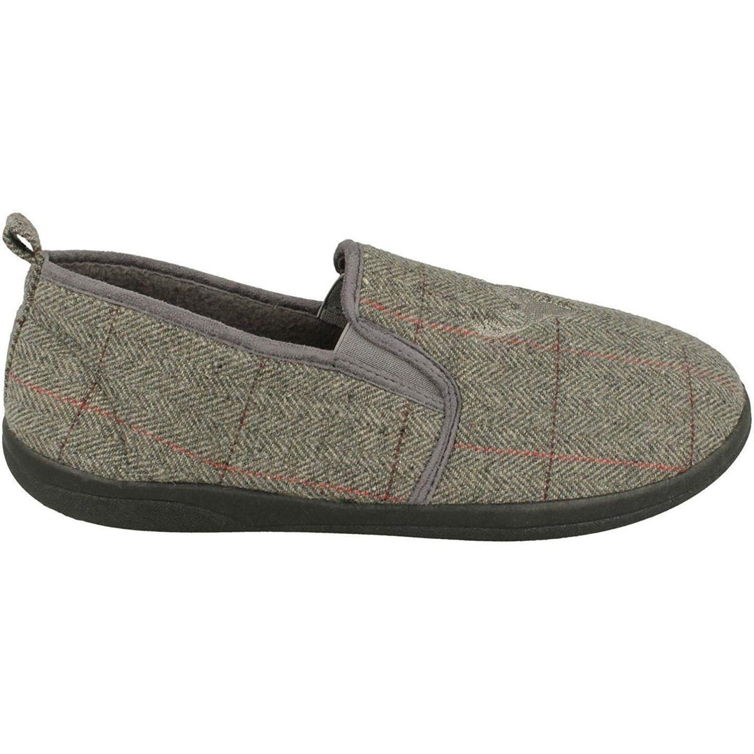 Mens Wide Fit Padders Huntsman Slippers in Grey Combi - Image 2