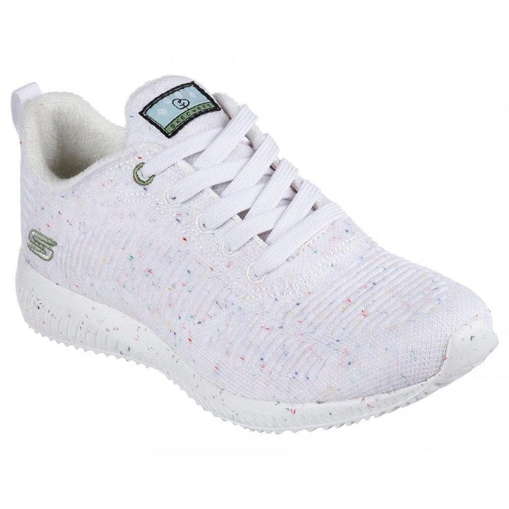 Womens Wide Fit Skechers Bobs Squad Reclaim Life 117282 Walking Trainers in White - Image 1