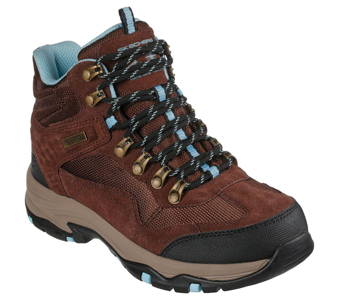 Women's Wide Fit Skechers 167008 Trego Base Camp Waterproof Outdoor Hiking Boots in Chocolate - Image 3
