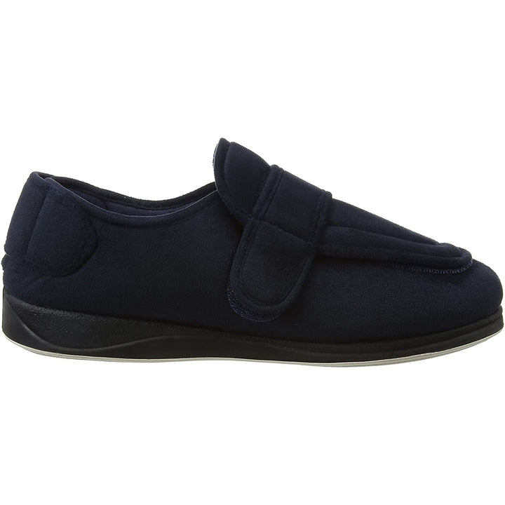 Womens Wide Fit Padders Wrap Slippers in Navy - Image 1