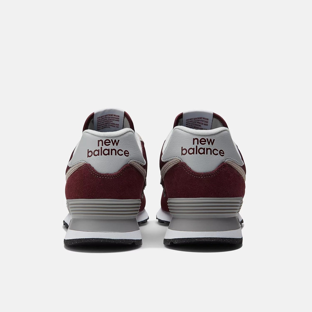 Women's Wide Fit New Balance ML574EVM Walking/Running Trainers - Exclusive - Burgundy/White ENCAP