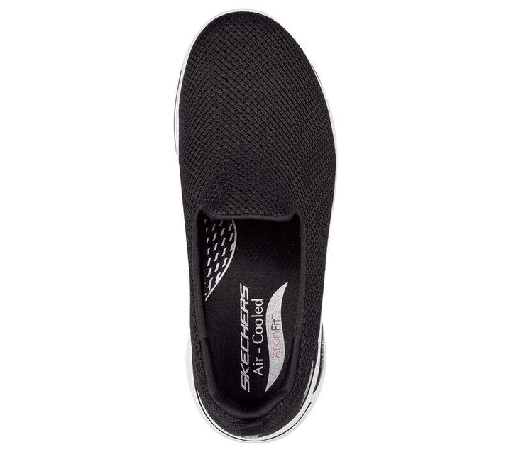 Womens Wide Fit Skechers Grateful 124401 Arch Fit Walking Trainers in Black/White - Image 1
