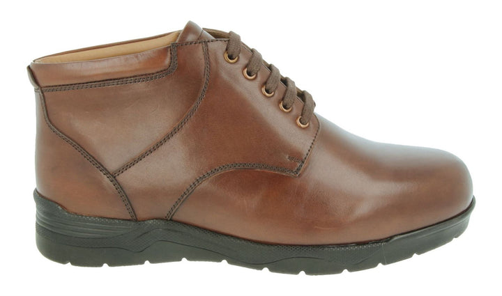 Mens Wide Fit Douglas Walking Ankle Boots in Black Leather - Image 1
