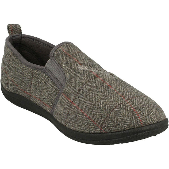 Mens Wide Fit Padders Huntsman Slippers in Grey Combi - Image 1