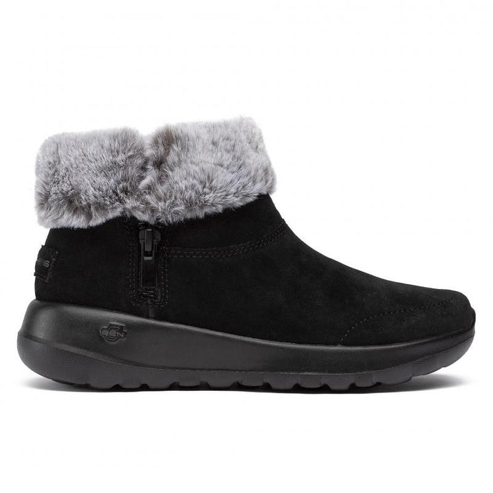 Womens Wide Fit Skechers 144003W Go Walk Goga Mat Boots in Black/Grey - Image 1