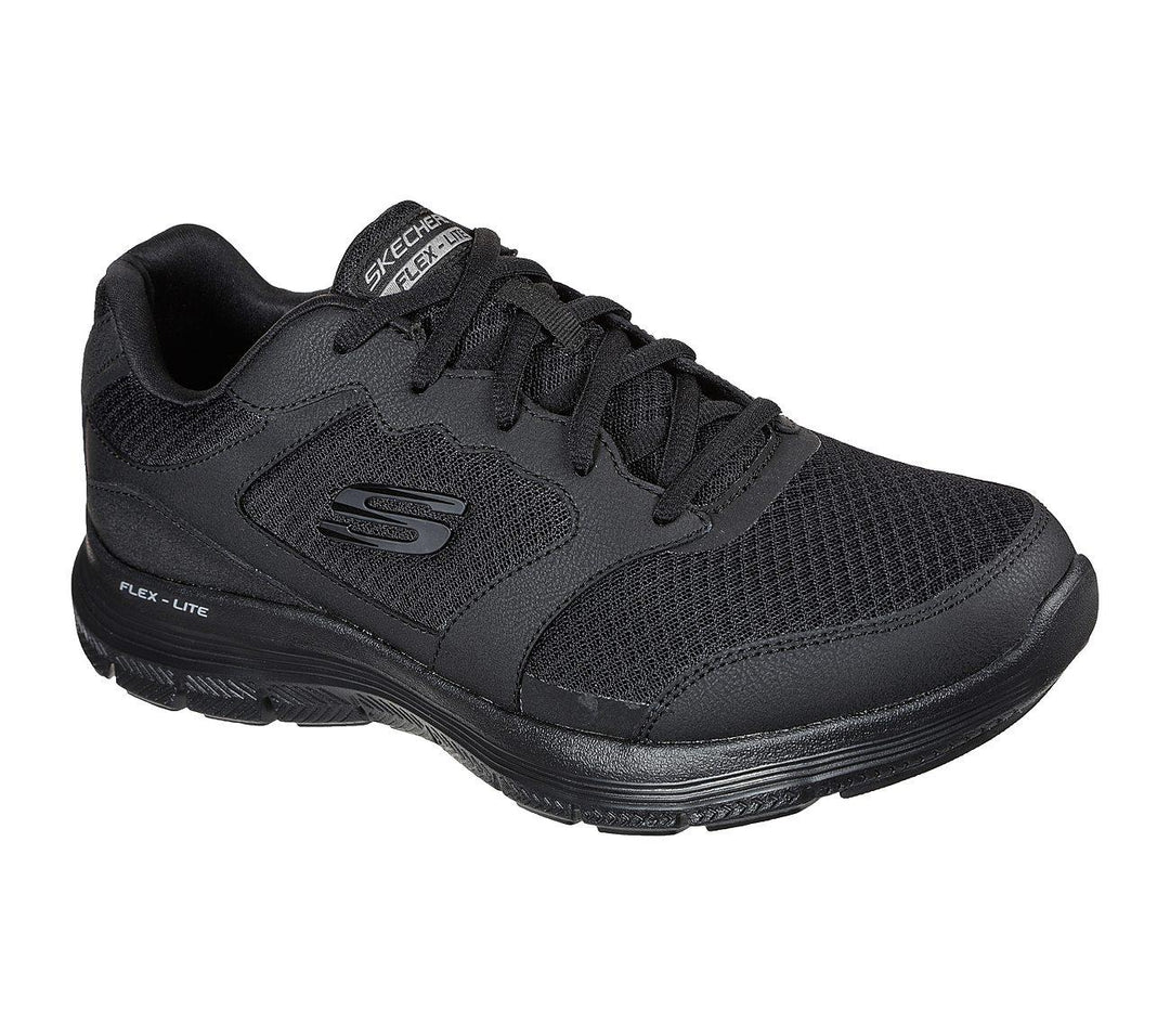 Mens Wide Fit Skechers Flex Advantage 4.0 - 232225 Walking Black Trainers in Black - Image 3