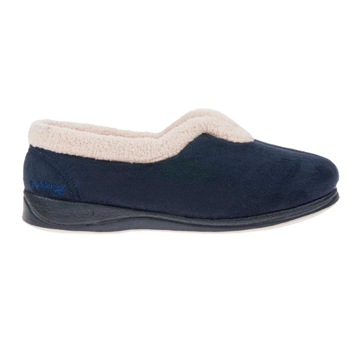 Womens Wide Fit Padders Carmen Slippers in Navy - Image 1