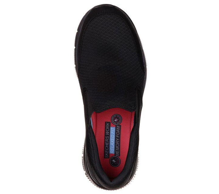 Mens Wide Fit Skechers Work Flex Advantage 77048 McAllen Slip On Walking Trainers in Black - Image 1