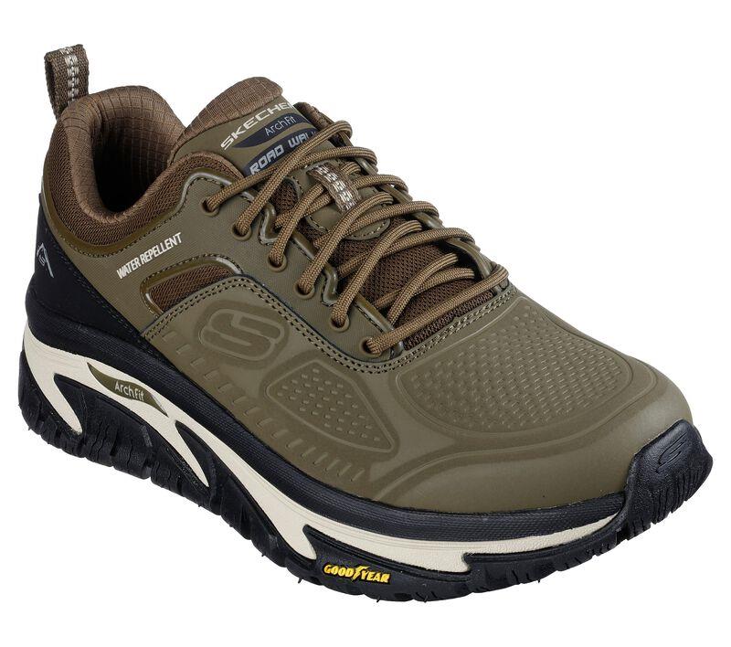 Men's Wide Fit Skechers 237333 Relex Fit Arch Fit Road Walker Recon Good Year Trainers in Black - Image 9
