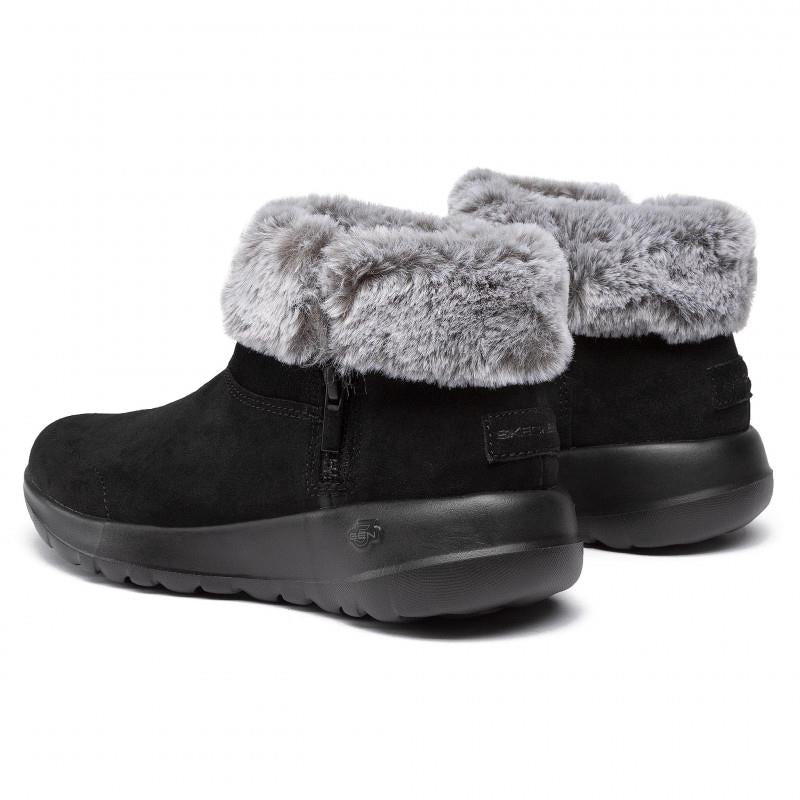 Womens Wide Fit Skechers 144003W Go Walk Goga Mat Boots in Black/Grey - Image 6