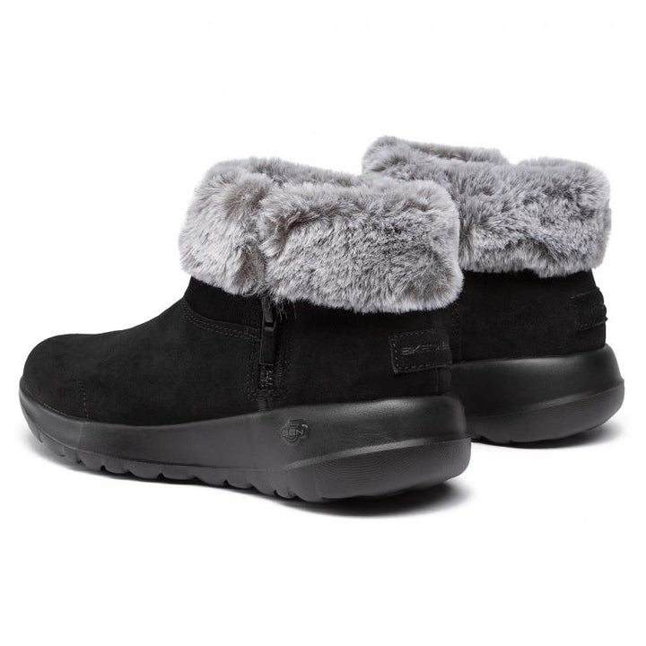 Womens Wide Fit Skechers 144003W Go Walk Goga Mat Boots in Black/Grey - Image 1