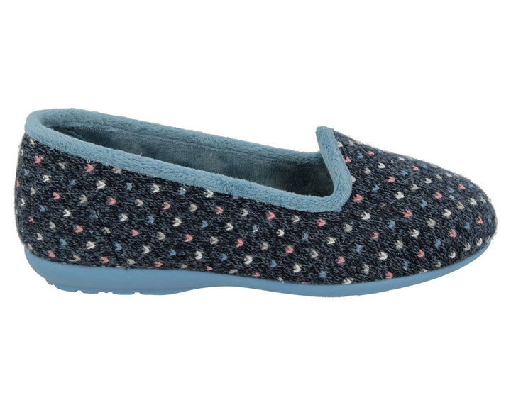 Womens Wide Fit DB Nottingham Slip On Slippers in Black / Fuchsia - Image 1