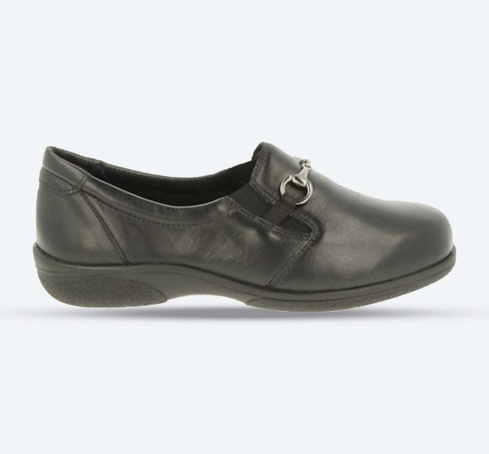 Womens Wide Fit DB Antartica Shoes in Black Leather - Image 1