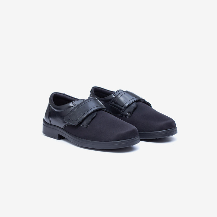 Mens Wide Fit Tredd Well Benjamin Velcro Soft Stretch Shoes in Black - Image 1