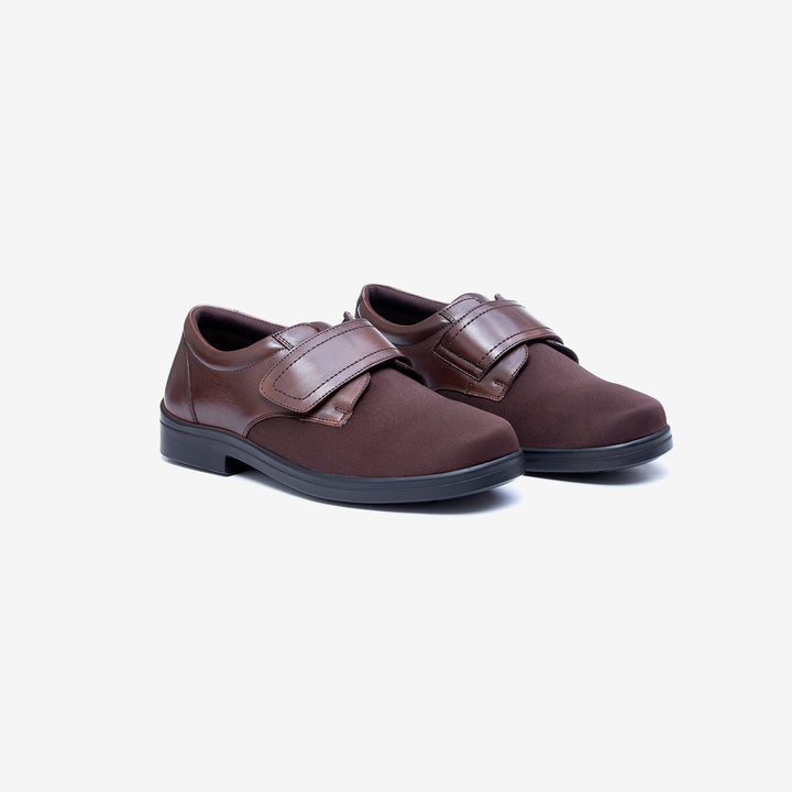 Mens Wide Fit Tredd Well Benjamin Velcro Soft Stretch Shoes in Black - Image 1