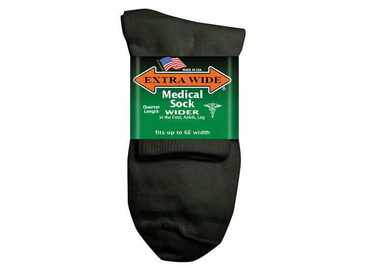 Womens Extra Wide 4821 Medical Quarter Socks in Black - Image 2
