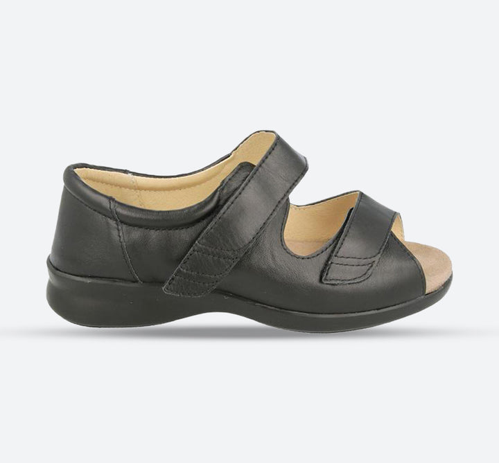 Womens Wide Fit DB Bliss 2 Sandals in Black Leather - Image 1