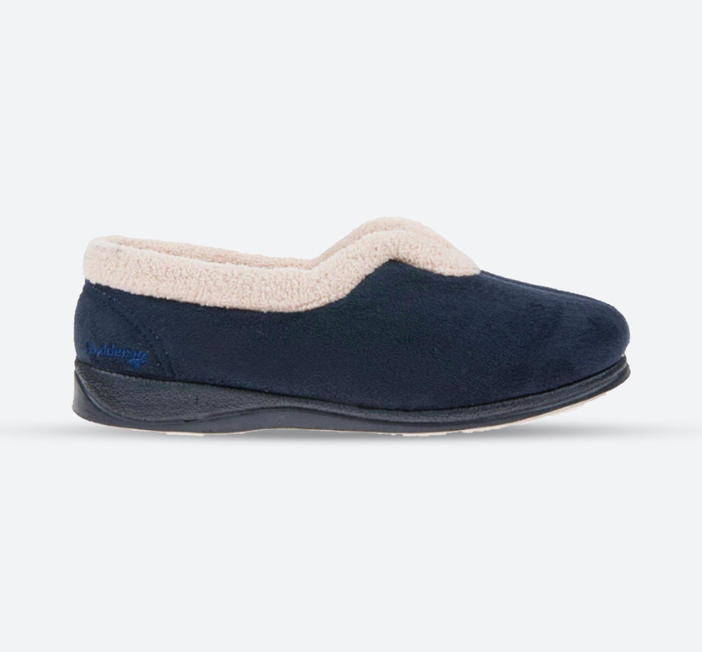 Womens Wide Fit Padders Carmen Slippers in Navy - Image 5