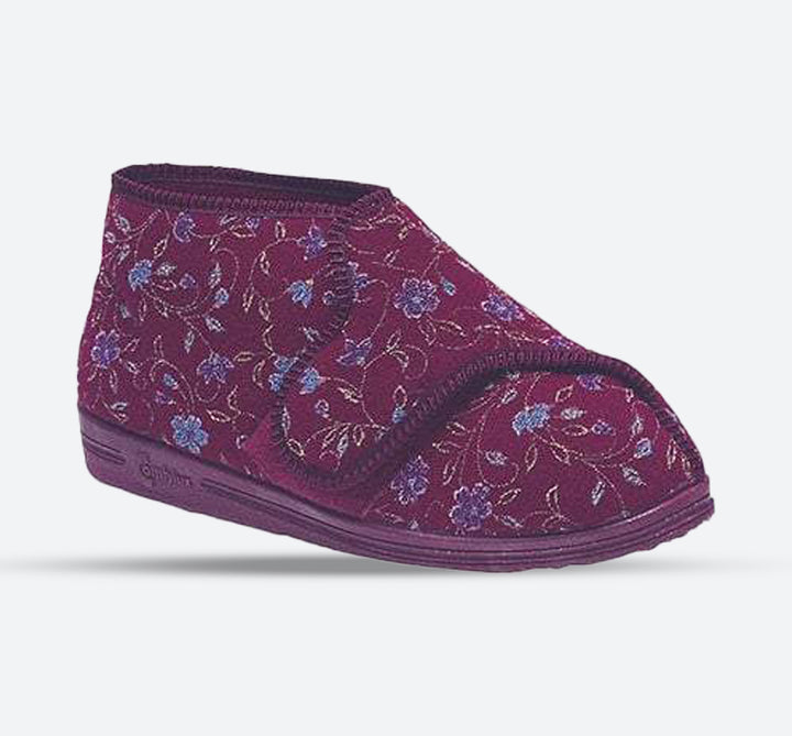 Womens Wide Fit Comfylux Betty Slippers in Wine - Image 1
