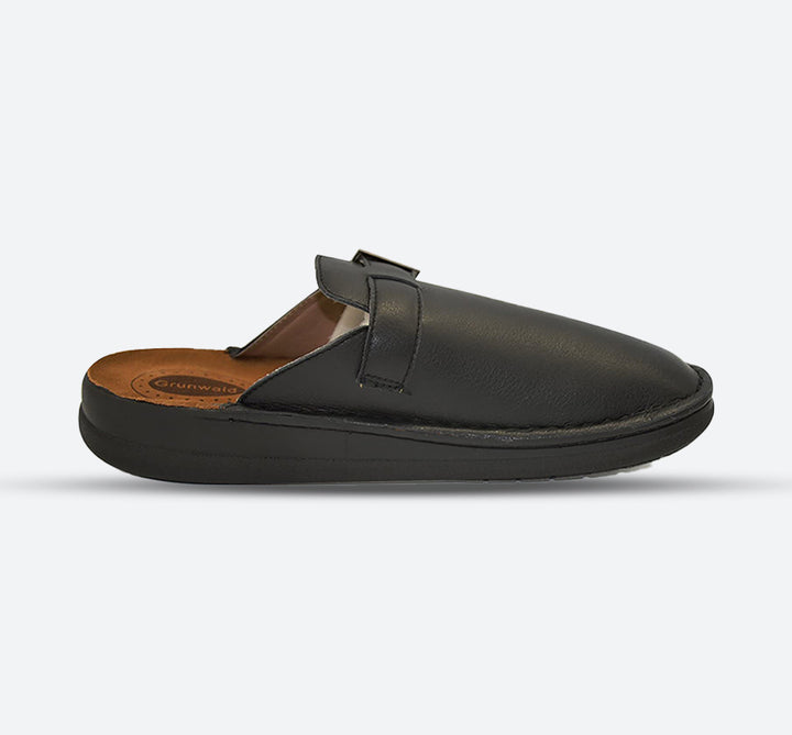 Mens Wide Fit Grunwald F-802 Mule in Schwarz - Image 1