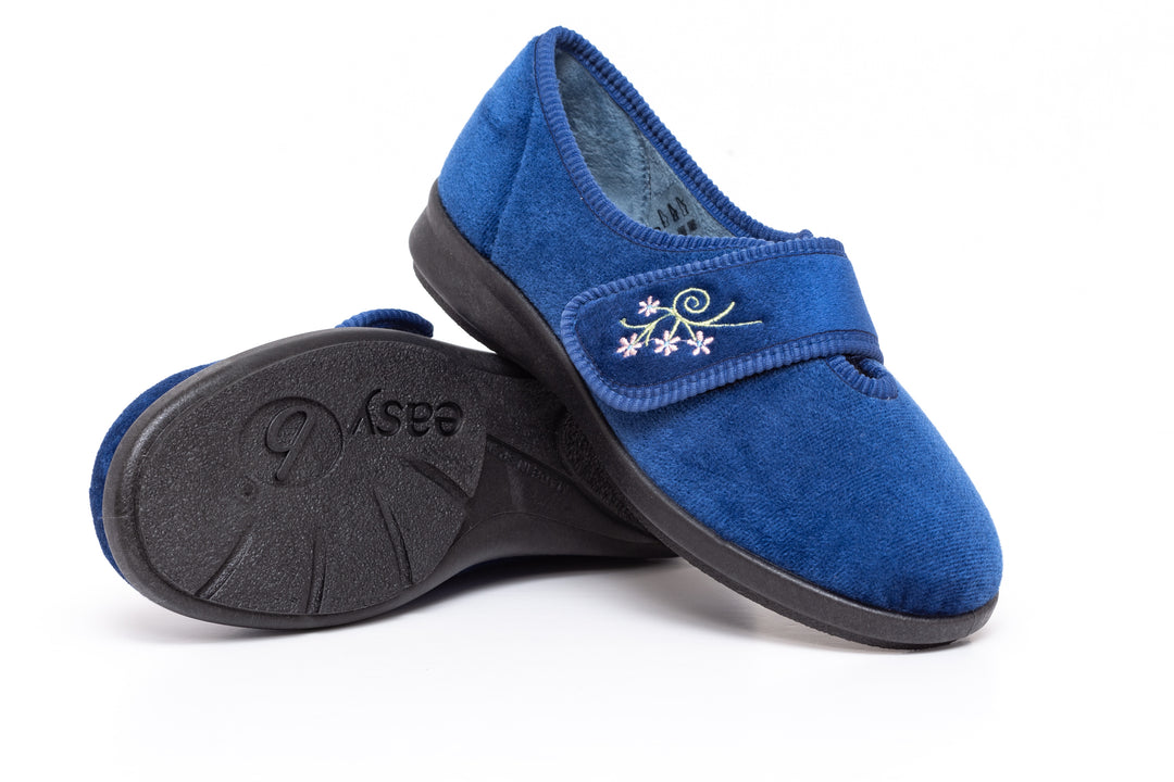 Womens Wide Fit DB Caroline Slippers in Blue - Image 6