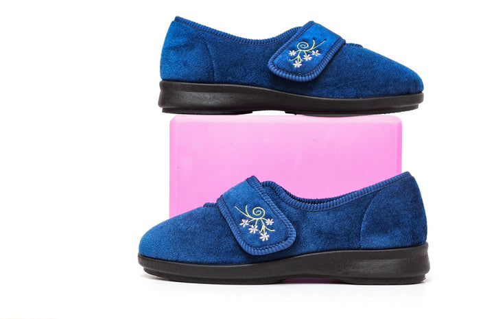 Womens Wide Fit DB Caroline Slippers in Blue - Image 1