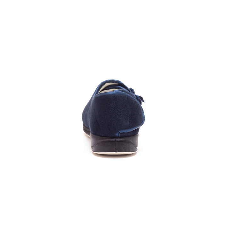 Womens Wide Fit Padders Penny Slippers in Navy - Image 1