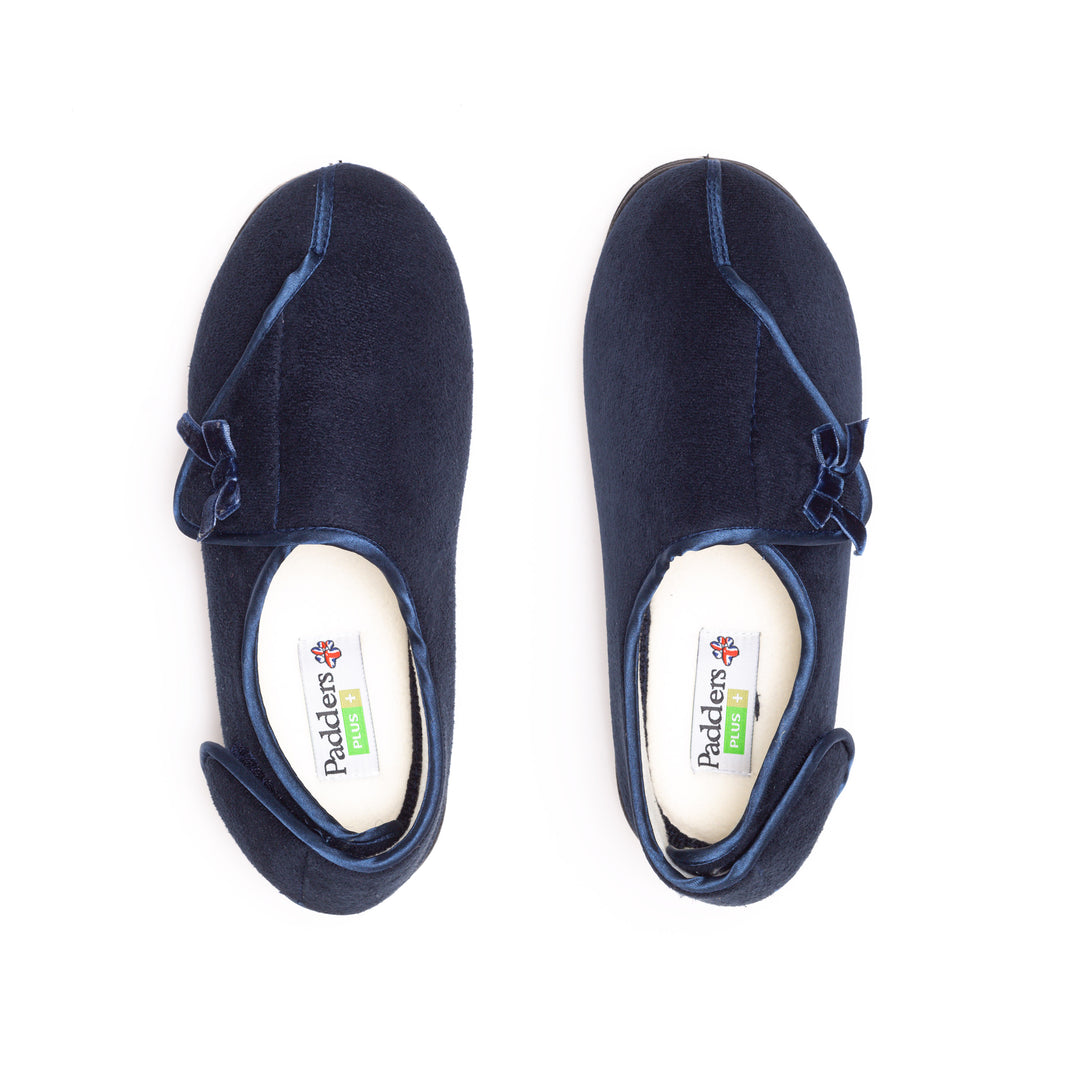 Womens Wide Fit Padders Penny Slippers in Navy - Image 6
