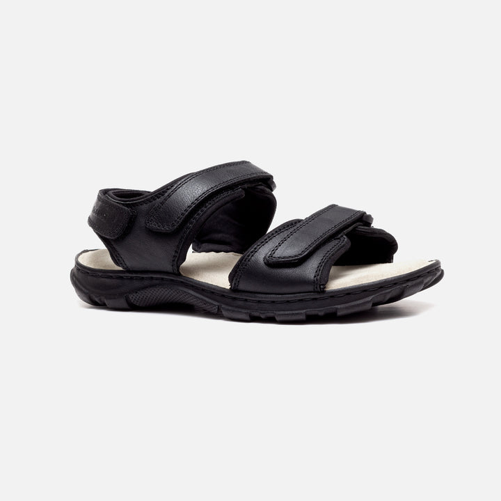 Womens Wide Fit James Leather Sandals by Tredd Well in Black - Image 1