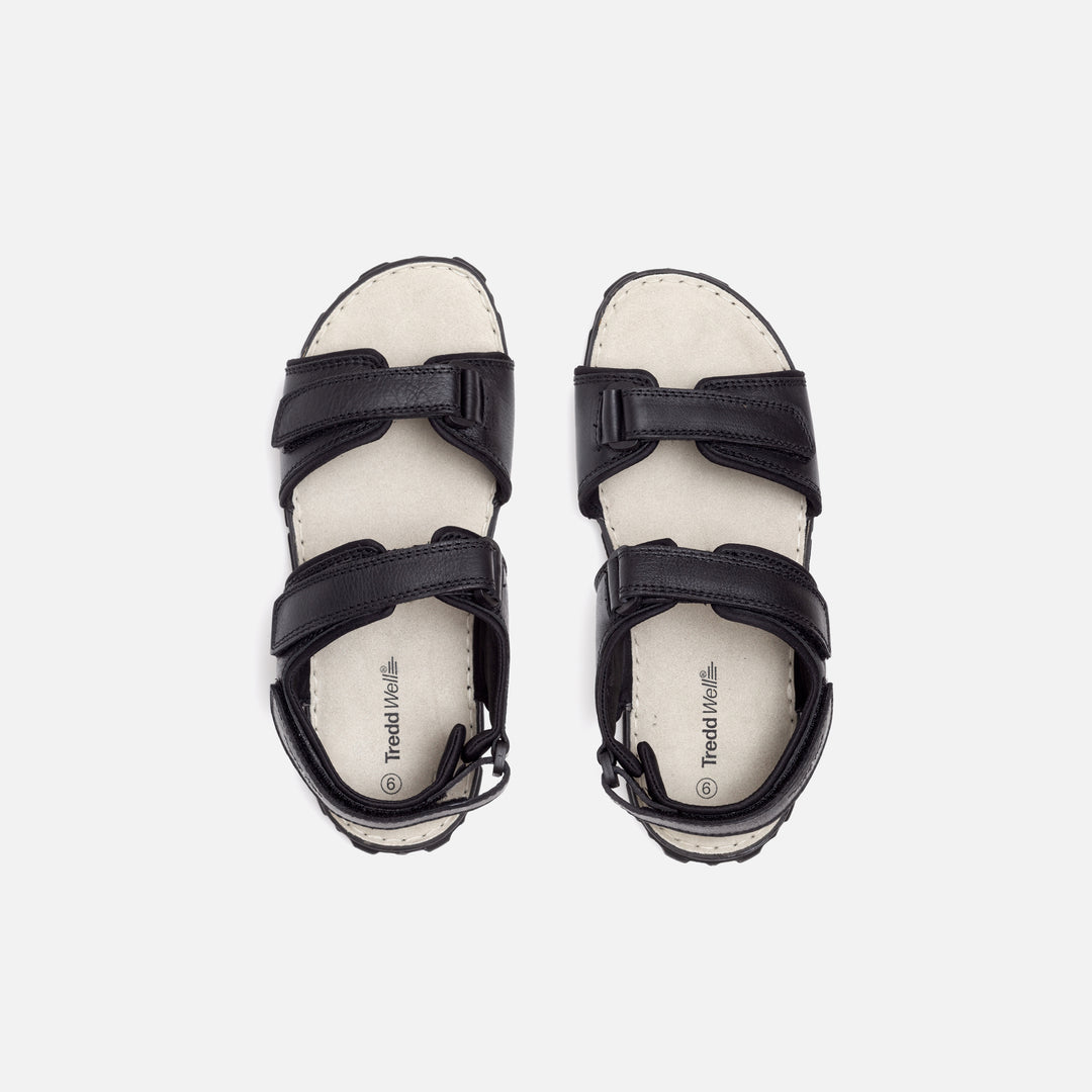Mens Wide Fit James Leather Sandals by Tredd Well in Black - Image 5