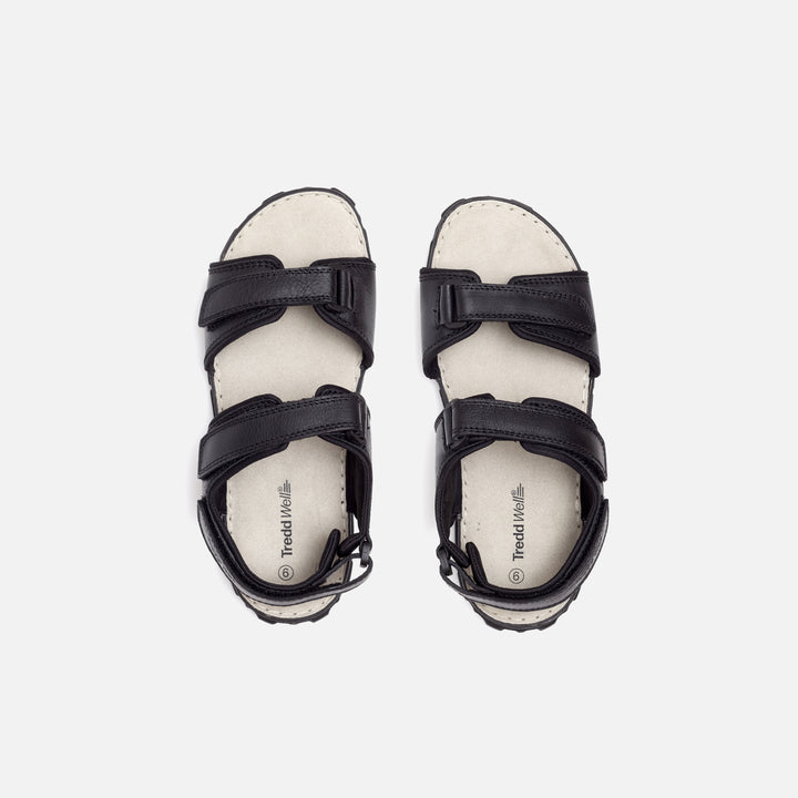 Mens Wide Fit James Leather Sandals by Tredd Well in Black - Image 1